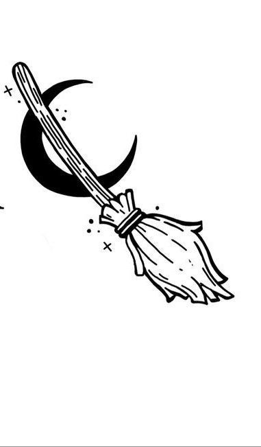 Witches Broom Drawing, Blink Tattoo, Broom Drawing, Abstract Tattoo Ideas, Halloween Flash, Traditional Tattoo Designs, Tattoo Apprenticeship, Witch Drawing, Wicked Tattoos