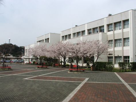 This was my fave high school ever even though I was here for junior high and part of my freshman year... Nile C. Kinnick High School in Yokosuka, Japan. Life was a dream back then! Pretty School Exterior, Japanese School Architecture, Japanese High School Architecture, School Grounds Aesthetic, Japan School Building, Japanese Middle School, Japan High School, Japanese Elementary School, Yokosuka Japan