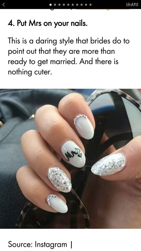 Married Nails, Brown Skin Nail Color Ideas, Wedding Guest Nail, Nail Bride, Bachelorette Party Nails, Diy Wedding Nails, Bridal Shower Nails, Bachelorette Nails, Bachelorette Miami