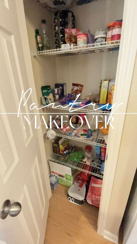 Renter Friendly Pantry, Wire Rack Pantry Organization, Wire Pantry Shelves, Wire Closet Shelving, Corner Pantry, Wire Shelves, Pantry Makeover, Closet Shelf Organization, Pantry Shelf