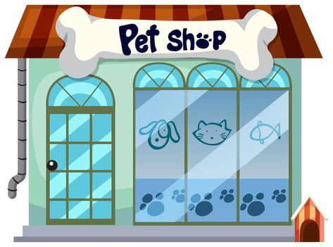 Petshop Design Pet Store, Petshop Design, Store Drawing, Creative Market Design, Shopping Clipart, Shop Background, Wix Templates, Building Illustration, Shop Illustration