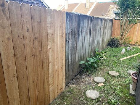 How to Make New Fence Boards Look Like the Old Ones, Wood Aging Steel Wool And Vinegar, Old Fence Boards, Black Tea Bags, Cedar Boards, Fence Boards, Cozy Patio, Old Fences, Pine Boards, Cedar Fence