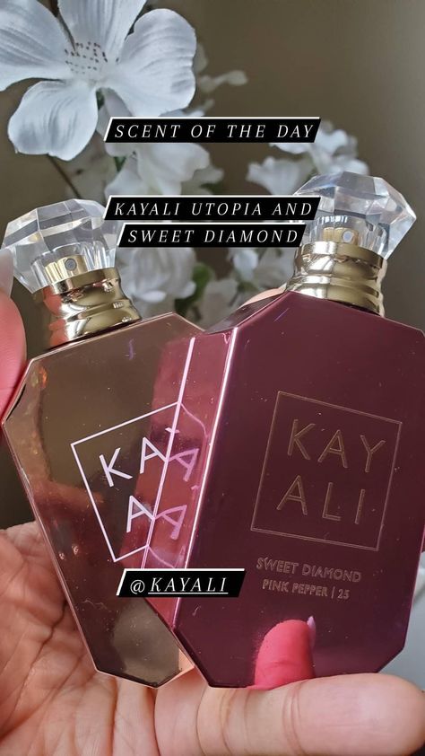 Kay Ali Sweet Diamond Perfume, Kayali Sweet Diamond Pink Pepper, Kayali Perfume Layering, Kai Ali Perfume, Layering Scents, Scent Combos, Fragrance Bottles, Fragrances Perfume Woman, Perfume Body Spray