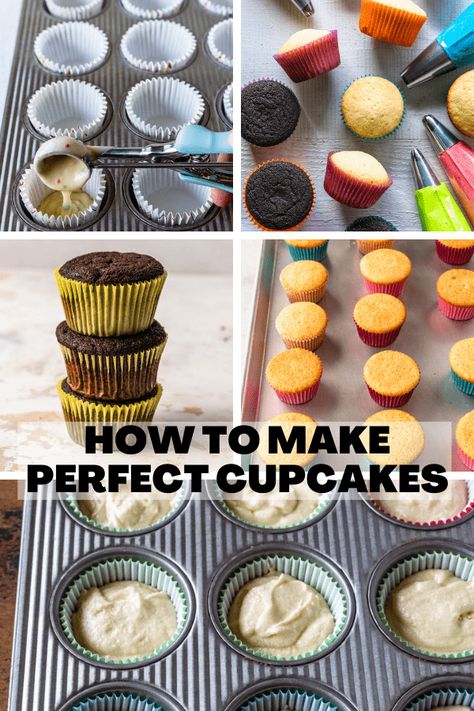 Easy Cupcakes Recipes, Volcano Cupcakes, Cupcake Tips, Perfect Cupcakes, Square Cupcakes, Baking Process, Easy Cupcake Recipes, Cupcake Tins, Cupcake In A Cup