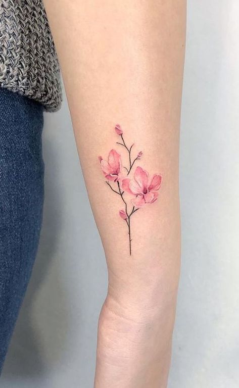 Kozo Tattoo, Magnolia Tattoo, Flower Wrist Tattoos, Shape Tattoo, 30k Followers, Irezumi Tattoos, Disney Tattoo, Blossom Tattoo, Cherry Blossom Tattoo