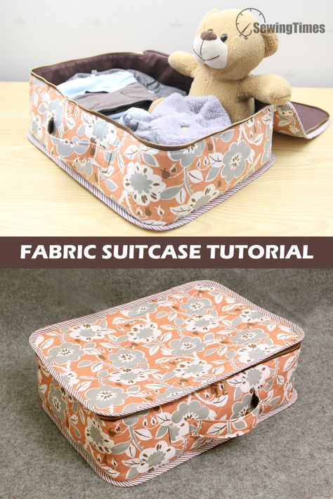 DIY FABRIC SUITCASE | Travel Luggage Bag Sewing & Tutorial [sewingtimes] Suitcase Organizer Bags Diy, Suitcase Sewing Pattern, Fabric Suitcase Pattern, Sewing Travel Bags, Diy Travel Bags, Travel Bag Sewing Pattern, Travel Bag Sewing, Travel Bag Pattern, Fabric Suitcase