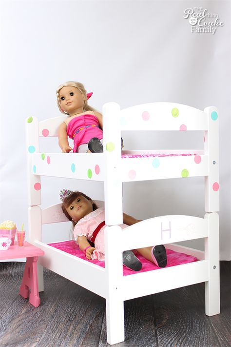 The Ultimate IKEA Hack Gift Collection is waiting for you!  You will find a whole bunch of fabulous IKEA Hacks that make the perfect gift! Budget Friendsly! Ikea Doll, Ikea Doll Bed, Doll Bunk Beds, American Girl Doll Bed, Girls Bunk Beds, American Girl Diy, American Girl Doll Furniture, American Girl Doll Diy, Bunk Beds With Stairs