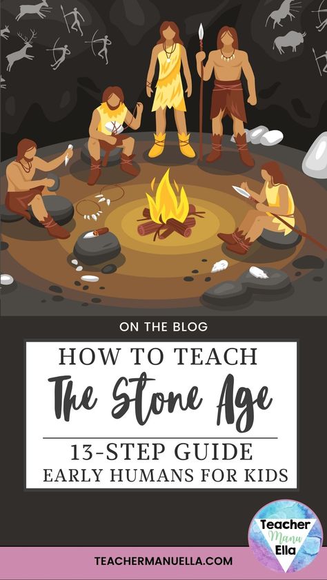 Step into the captivating realm of the Stone Age as you embark on a 13-step journey of teaching early humans to your students. 🏞️🦴This comprehensive guide equips educators and parents with immersive strategies, engaging activities, and recommended resources to make history come alive. ✨ Uncover the resilience and creativity of our ancestors through hands-on projects, interactive games, and captivating reading materials. 🏹📚 Stone Age Activities Projects, Stone Age Activities For Kids, Stone Age Project, Elementary History Activities, History Project Ideas Creative, Stone Age Activities Middle School, Stone Age Facts, Stone Age Year 3, Stone Age Teaching Ideas