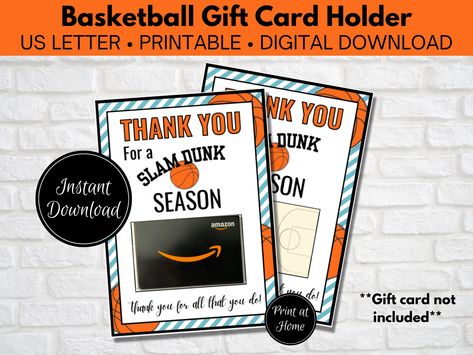 New to the shop! This basketball Coach Gift Card Holder is an excellent thank you card and gift for your child Basketball Invitations, Basketball Coach Gifts, Coach Appreciation, Basketball Theme Party, Printable Thank You Cards, Basketball Gifts, Basketball Coach, Coach Gift, Coach Gifts