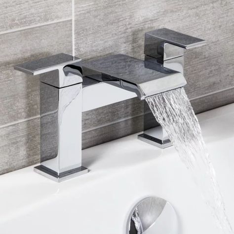 Are your bathroom taps beginning to look a bit of an eyesore? Are they tired and tarnished looking? Maybe they’re separate hot and cold taps and you want to upgrade them to a mixer. Either way, the Architeckt Skara bath mixer tap is the ideal remedy. Bathroom Sink Faucets Chrome, Wall Mounted Bath Taps, Waterfall Taps, Bath Mixer Taps, Wall Mounted Taps, Wall Taps, Waterfall Wall, Cheap Bathrooms, Bath Mixer