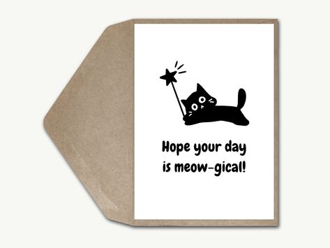 Personalised Funny Cat Dad Joke Birthday Card Cat Mum Hope Your Day Is Meow-gical Greeting Card Cat Parent Birthday Card Cat Pun Friend Card Cat Puns Birthday, Cat Birthday Card Ideas, Cat Birthday Cards, Happy Birthday Doodles, Cat Birthday Cards Funny, Cat Pun, Your Day, Cat Puns, Cat Greeting Cards