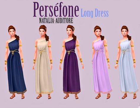 Perséfone Greek Dress [normal and long] Greece Dress, Roman Clothes, Greek Dress, Sims 4 Anime, Sims 4 Children, Sims 4 Dresses, Sims 4 Mm, Sims 4 Characters, Sims4 Clothes