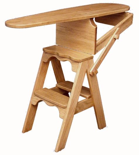 Amish Oak Jefferson Chair, Bachelor Chair, Onit, or Folding Ironing Board Chair-- i really really need one of these Ironing Board Chair, Folding Ironing Boards, Ladder Chair, Adirondack Chair Plans, Oak Chair, Folding Furniture, Amish Furniture, Ironing Board, Diy Chair