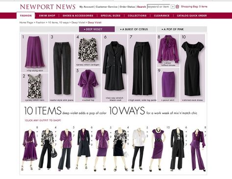 10 items 10 ways Purple Outfit, Core Wardrobe, Fashion Capsule Wardrobe, Wardrobe Planning, Shirred Dress, Capsule Outfits, Fashion Capsule, Minimalist Wardrobe, Travel Wardrobe