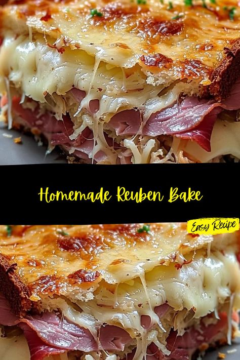 Classic Hearty Reuben Bake, Homemade Rueben Bake, Homemade Reuben Bake, Ruben Bake, Rueben Bake, Ruben Casserole, Rueben Casserole, Reuben Bake Recipe, Reuben Soup