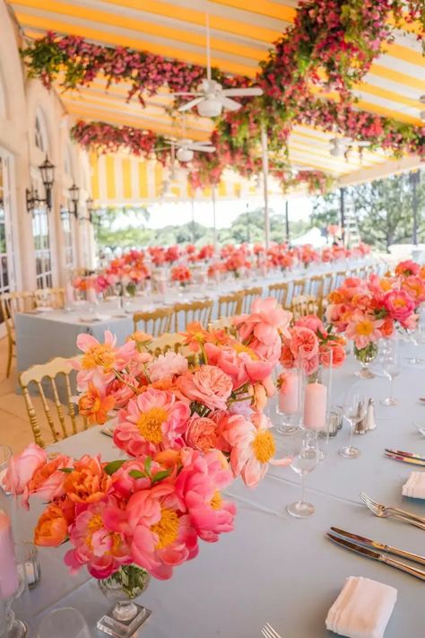 Wedding - Birch Events Pink And Orange Wedding Centerpieces, Yellow Orange Pink Wedding, Pink And Orange Wedding, Orange And Pink Wedding, Birch Wedding, Wedding Motifs, Flower Arch, Orange Wedding, Orange And Pink