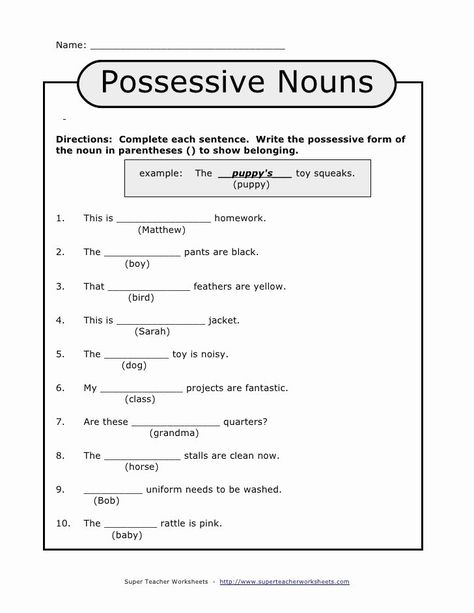 Possive Noun Worksheet, Nouns 2nd Grade, Possessive Nouns Worksheet, Possessive Noun, Singular Possessive Nouns, Plural Possessive Nouns, Singular And Plural Nouns, Possessive Nouns, Possessive Adjectives