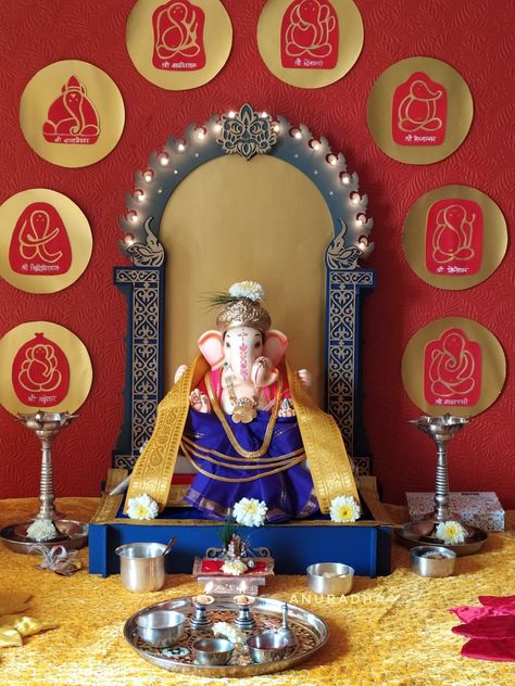 Ashtavinayak Theme Ganpati Decoration, Bappa Decoration, Gauri Decoration, Eco Friendly Ganpati Decoration, Ganesh Decoration, Ganpati Decoration Theme, Ganesh Festival, Ganesh Chaturthi Decoration, Home Flower Decor