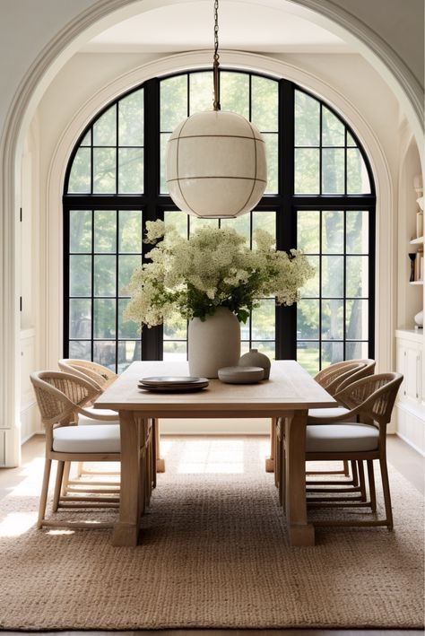 Natural Light Dining Room, Effortless Interior Design, Organic Modern Kitchen Living Room, Dining Table Shop, Organic Contemporary Dining Room, Dining Room In Entrance, 2 Tables In Dining Room, Rh French Contemporary Dining Table, Dining Room With View