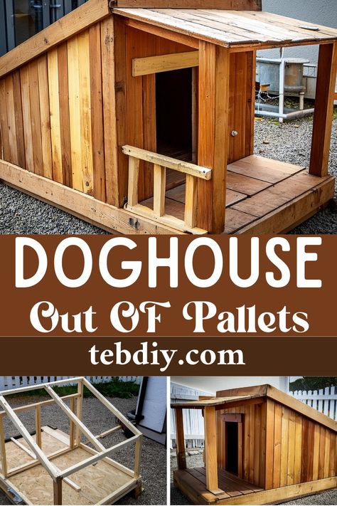 How To DIY Pallet Dog House Inexpensive or Free! Diy Dog Kennel Outdoor Pallets, Two Story Dog House Diy, 2x4 Dog House, Insulated Dog House Diy How To Build, Diy Outside Dog Kennel, Small Dog House Outdoor, Dog House Building Plans, Wooden Dog House Outdoor, How To Build Dog House