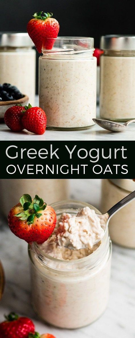 Greek Yogurt Overnight Oats, Yogurt Overnight Oats, Oats With Yogurt, Healthy High Protein Breakfast, Overnight Oats In A Jar, Overnight Oats With Yogurt, Protein Overnight Oats, Easy Overnight Oats, Oat Recipes Healthy