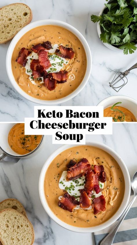 Keto Bacon Cheeseburger Soup Cheeseburger Soup Recipes, Cheeseburger Soup Keto, Easy Cheeseburger Soup, Keto Cheeseburger Soup, Keto Bacon Cheeseburger, Keto Cheeseburger, Keto Soup Recipes, Bacon Cheeseburger Soup, Keto Bacon