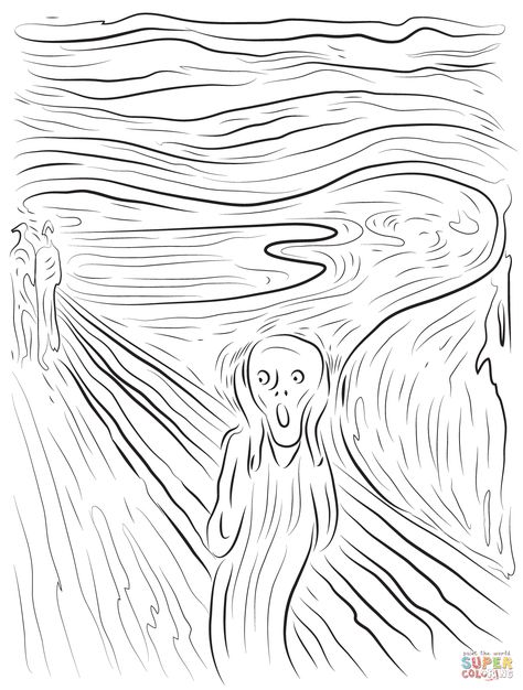 The Scream Coloring Page, The Scream Painting, Munch Scream, Screaming Drawing, Scream Painting, Scream 4, Le Cri, The Scream, Dog Coloring Page