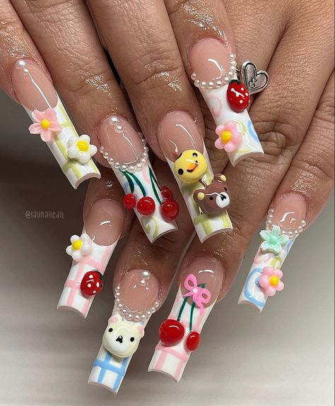 Junk Nails, Pretty Gel Nails, Exotic Nails, Really Cute Nails, Soft Nails, Unique Acrylic Nails, Bling Acrylic Nails, Acrylic Nails Coffin Short, Kawaii Nails