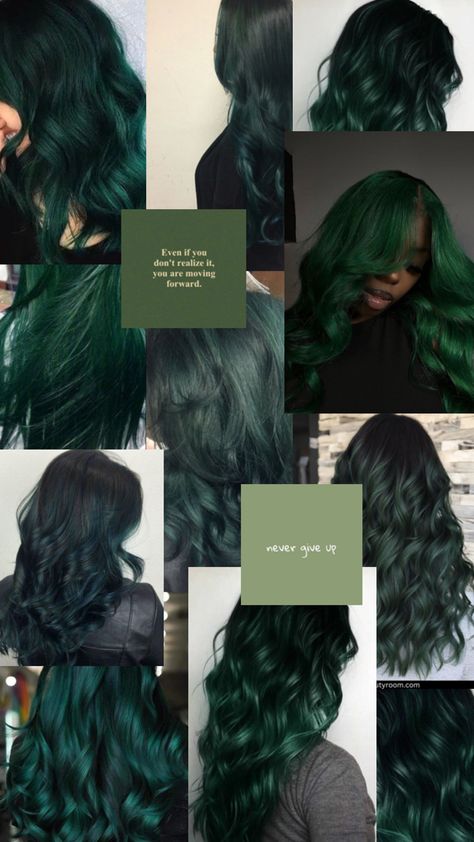 Love love LOVEEEEEE Enby Hairstyles, Orange Ombre Hair, Green Goth, Black And Green Hair, Really Curly Hair, Dark Green Hair, Green Hair Dye, Creative Hair Color, Hair Color Streaks