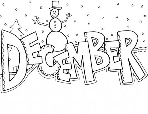 December Coloring Pages December Coloring Pages, 달력 디자인, Month Colors, Coloring Pages To Print, Digi Stamps, Christmas Coloring Pages, People Dress, Winter Activities, Coloring Book Pages