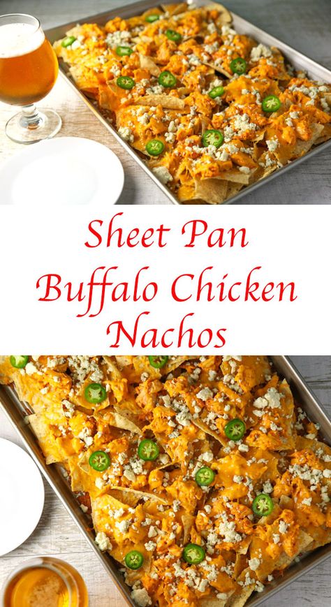 Sheet Pan Buffalo Chicken, Buffalo Nachos, Party Nachos, Buffalo Chicken Nachos Recipe, Baked Buffalo Chicken Dip, Nachos Chicken, Buffalo Chicken Pasta Salad, Buffalo Chicken Nachos, Shredded Buffalo Chicken