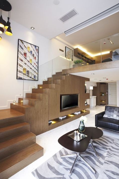 Living Room With Stairs, Room With Stairs, Living Room Under Stairs, House Interior Indian, تحت الدرج, Stairs In Living Room, House Staircase, Stairs Design Modern, Modern Home Interior Design