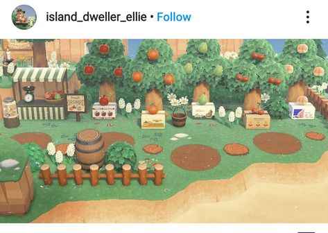 Animal Crossing Orchard, Orchard Layout, Acnh Orchard, Fruit Baskets Diy, Orchard Ideas, Orchard Design, Pink Island, Basket Diy, Acnh Ideas