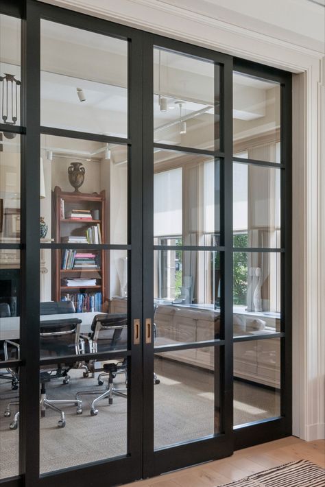 Home Office Doors, Sliding Pocket Doors, Office Remodel, Glass Doors Interior, Pocket Doors, Home Office Design, Glass Doors, Home Fashion, The Doors