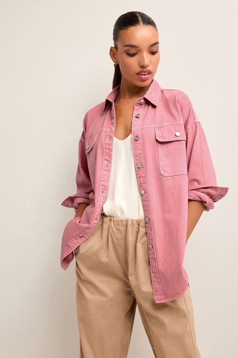 Buy Pink Shirt from the Next UK online shop Black Denim Shirt, Neutral Shirt, Oversized Denim Shirt, Light Pink Blouses, Mum Fashion, Winter Fits, Pink Shirt, Pink Blouse, Comfy Fits