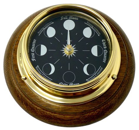 Tabic Prestige Brass Moon Phase Clock Mounted On A English Oak Mount: Amazon.co.uk: Kitchen & Home Fur Rug Living Room, Roman Clock, Moon Clock, New Moon Phase, Tide Clock, Oak Mantel, Oak Wall, Shelf Clock, Dark Stain