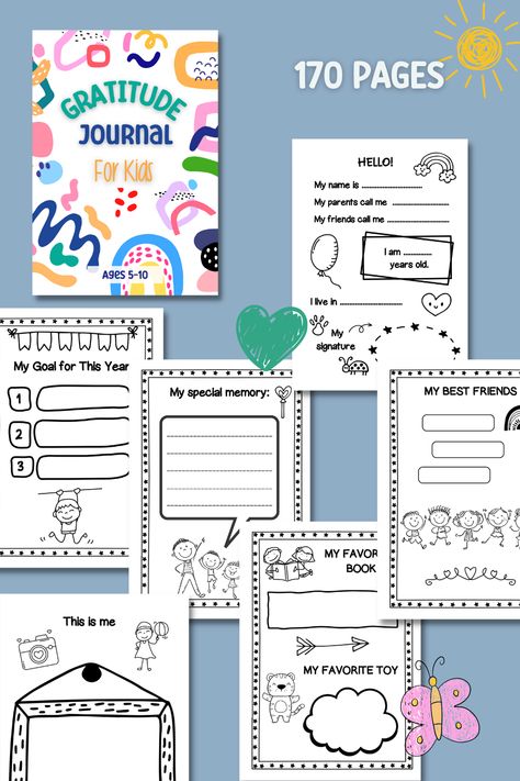 Gratitude journal for kids ages 5- 10. Thankful diary. Daily gratitude diary for preschool kids. 3 things I'm greatftul for.. Gratitude Activity, Fun Prompts, Kids Gratitude Journal, Gratitude Journal For Kids, Fun Writing Prompts, Journal Prompts For Kids, Gratitude Diary, Gratitude Activities, Journal For Kids