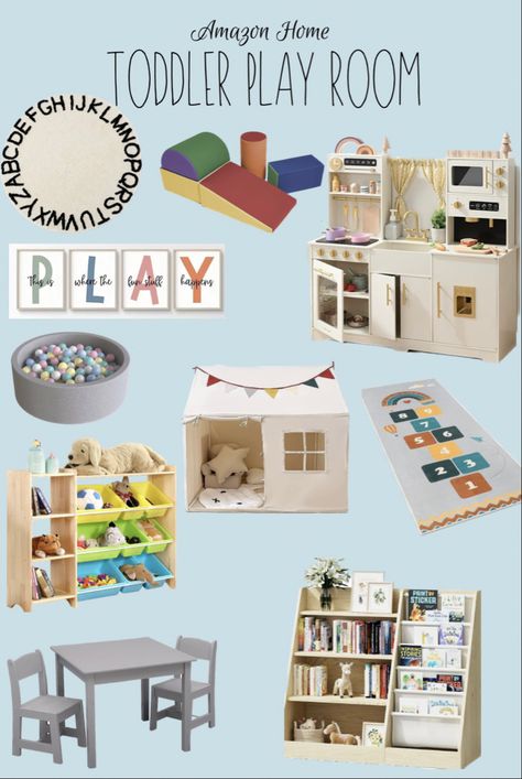 A neutral with pops of color play area for toddlers and children. Create a safe space for kids focused on montessori learning and interactive playing. #amazon #amazonhome #toddleractivity #childrenactivities #playroom #montessori Interactive Playroom, Playroom Montessori, Space For Kids, Montessori Playroom, Toddler Playroom, Montessori Learning, Ashley Wood, Kids Focus, Color Play