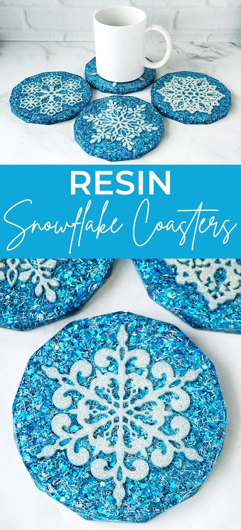 How to make resin snowflake coasters via @resincraftsblog Epoxy Resin Coaster Ideas, Resin Coasters Diy, Diy Resin Coasters, Diy Resin Gifts, Resin Gifts, How To Make Resin, Resin Ornaments, Resin Crafts Tutorial, Christmas Crafts For Adults