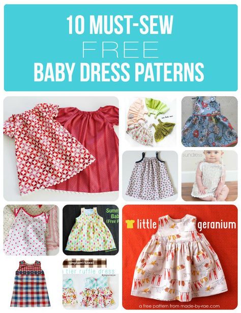 10 Must-Sew Free Baby Dress Patterns - Sew Much Ado Free Baby Dress Patterns, Projek Menjahit, Diy Sy, Coin Purse Tutorial, Sew Baby, Sew Patterns, Baby Dress Pattern, Patterns Dress, Sewing Baby Clothes