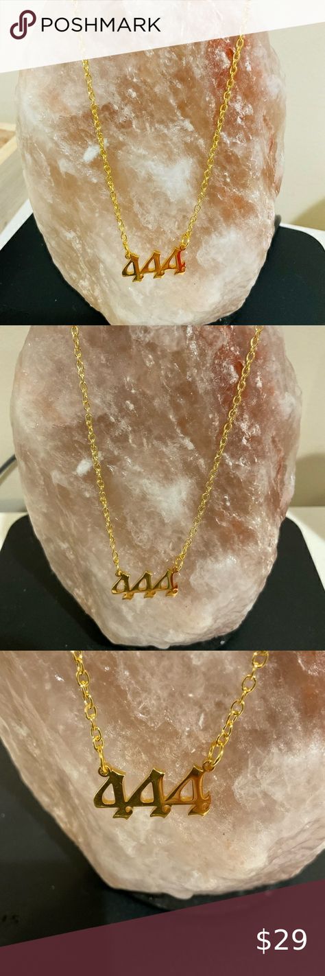 444 Angel Number Necklace Embrace Your Number As A Positive Change Dainty Bracelets Gold, Sunflower Minimalist, Sapphire Diamond Rings, 444 Angel Number, Angel Number Necklace, Beaded Chocker, Prom Elegant, Rings Dainty, Dainty Gold Bracelet