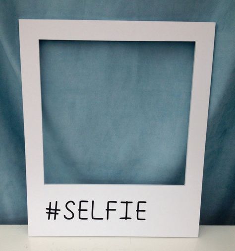 Medium SELFIE polaroid prop frame Personalise by PepperandSquire, £14.99 Selfie Polaroid, Diy Photo Frame Cardboard, Glow In Dark Party, Emoji Birthday Party, Emoji Birthday, Emoji Party, Diy Photo Booth, Teen Party, Party Animals