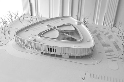 SiloCenter Sports and Leisure Center / Neostudio Architekci + BPT Jedlinski,model 01 Orphanage Ideas, Waterfront Architecture, Factory Architecture, Convention Hall, Exhibition Building, Leisure Center, Library Architecture, Youth Center, Architectural Model