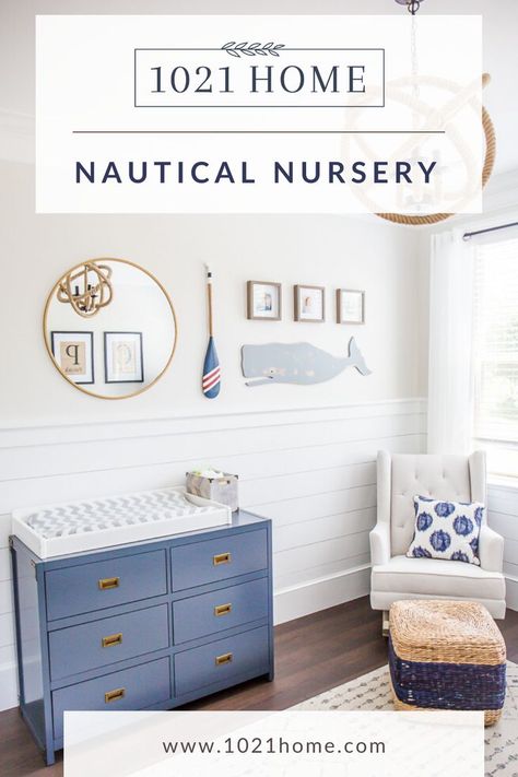 Gender Neutral Nursery Green, Shiplap Farmhouse, Coastal Nursery, Modern Playroom, Nursery Decor Inspiration, Navy Accents, Diy Shiplap, Bedroom Updates, Boy Bedroom Design