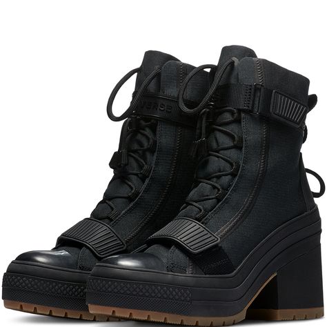 Chuck Taylor All Star Gr82, Converse Boot, Converse Heels, Converse Boots, High Top Chucks, Trendy Heels, Fits Aesthetic, Black Converse, Waterproof Winter Boots