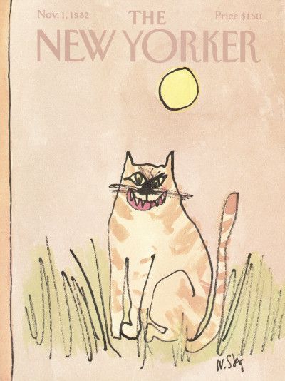 William Steig : Cover art for The New Yorker 3011 - 1 November 1982 New Yorker November, William Steig, New Yorker Cover, Serious Cat, Brain Pickings, Fancy Cat, Cafe Posters, New Yorker Covers, Buch Design