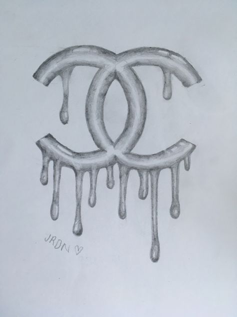 Designer-inspired dripping Chanel logo. Made by JRDN! 🖤 Channel Tattoo, Dior Drawing, Chanel Drawing, Logo Sketches, Pencil Sketch Drawing, M Letter, Chanel Logo, Easy Drawings Sketches, Sketches Simple