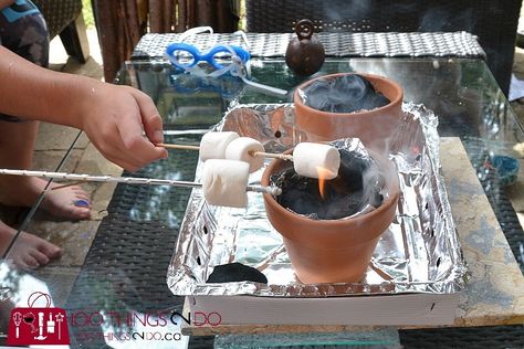 Bbq Potluck, Mini Fire Pit, Marshmallow Roasting, Cousin Camp, Charcoal Briquettes, Graduation Party Foods, Backyard Camping, S'mores Bar, Roasting Marshmallows