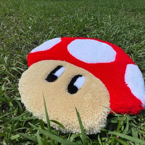 Mario Mushroom Rug (glow in the dark) Lengths: 1ft - 3ft Available on my store! 🛒 (Link in my bio) 🔗 . . . #rugs #tuftingart #tuftingrug #rugsusa #rug #rugart #rugartist #mario #mushroom #toad Mushroom Rug, Tufted Rugs, Rugs Usa, Rug Art, Mario Mushroom, Tufted Rug, Toad, Custom Rugs, In The Dark