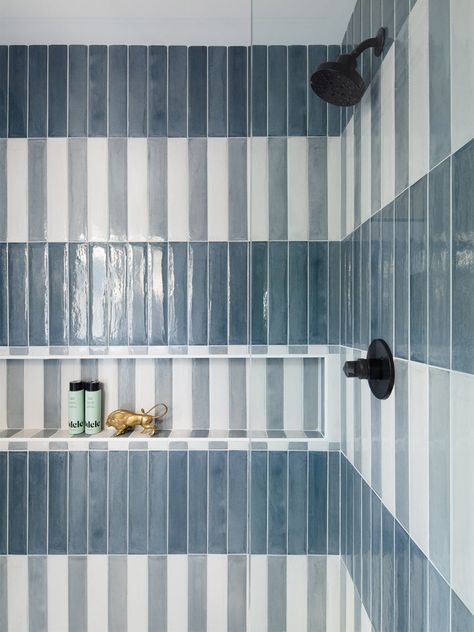 Elegant Shower Tile Ideas, Marble Fluting, Aesthetic Bathroom Decor, Bold Tile, 20 Aesthetic, Custom Home Building, Tile Layout, Aesthetic Bathroom, Boys Bathroom